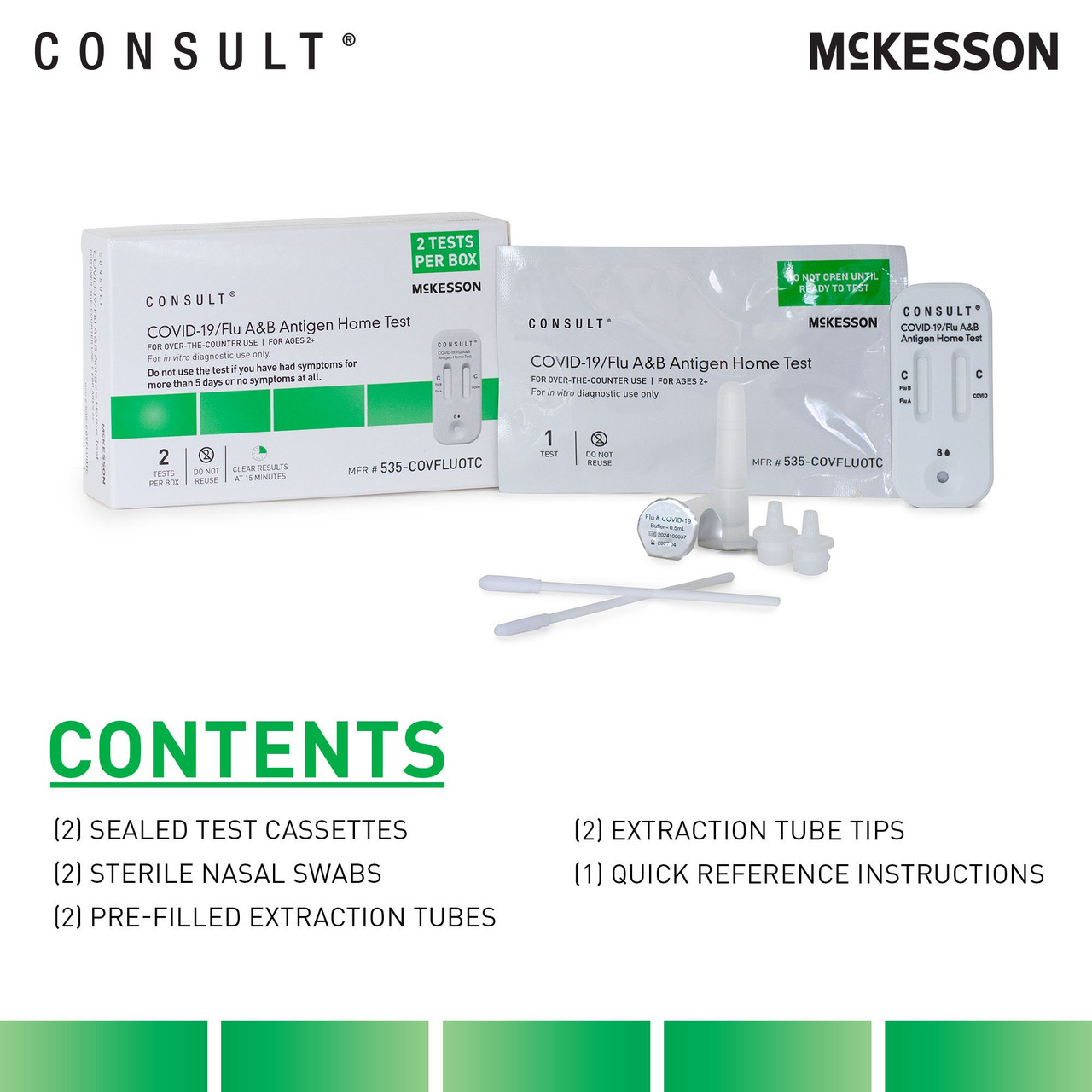 McKesson Consult® COVID-19 / Flu A&B Antigen Home Test, Box with 2 Tests