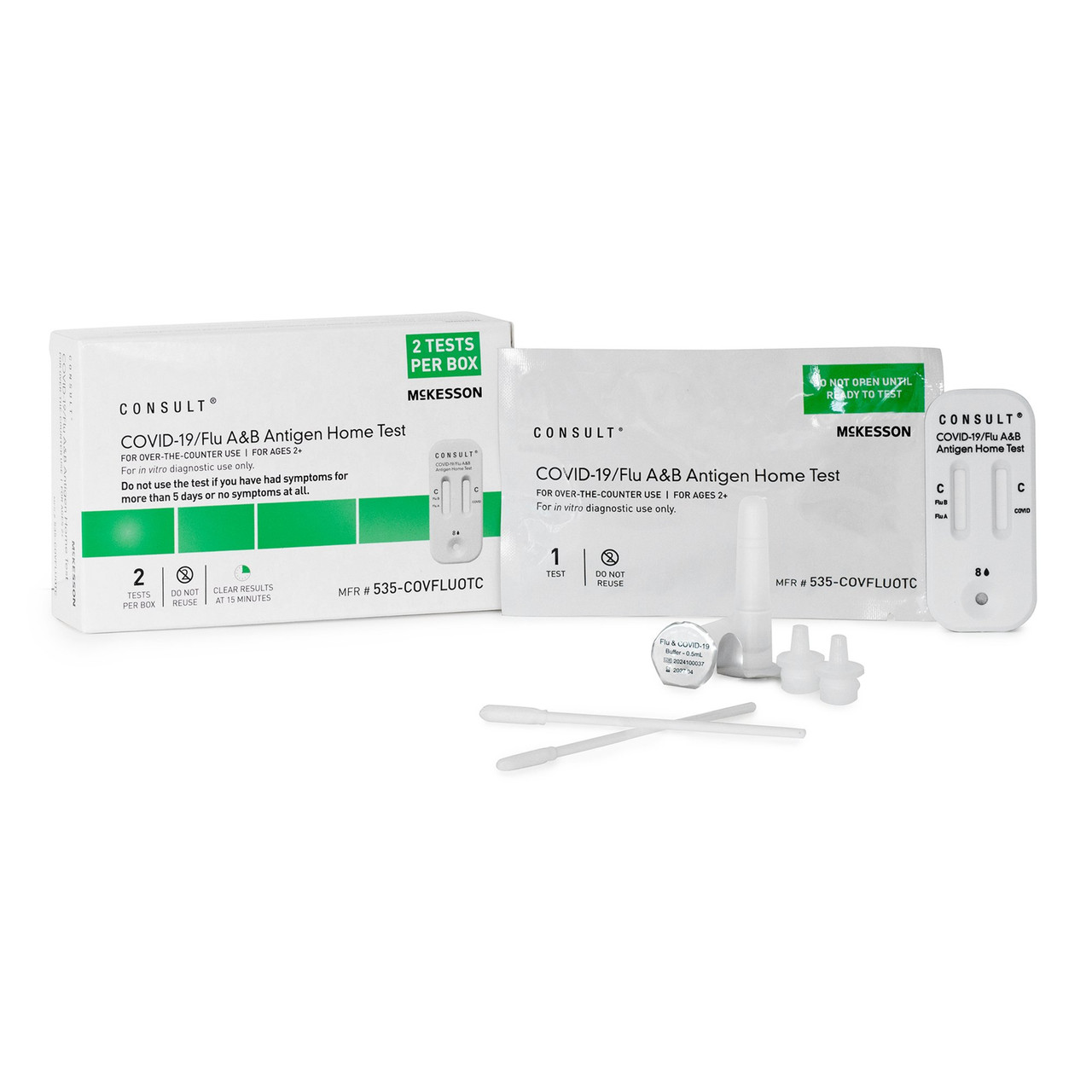 McKesson Consult® COVID-19 / Flu A&B Antigen Home Test, Box with 2 Tests