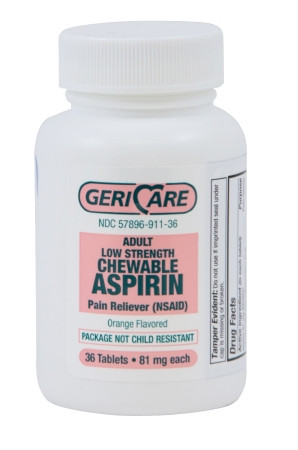 Aspirin, Chewable 81mg, Bottle of 36