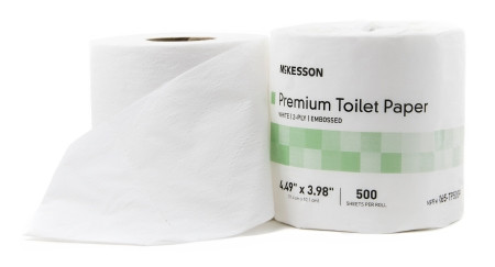Toilet Tissue, Premium 2-Ply Standard Size Cored Roll 500 Sheets 4 X 4-1/2 Inch