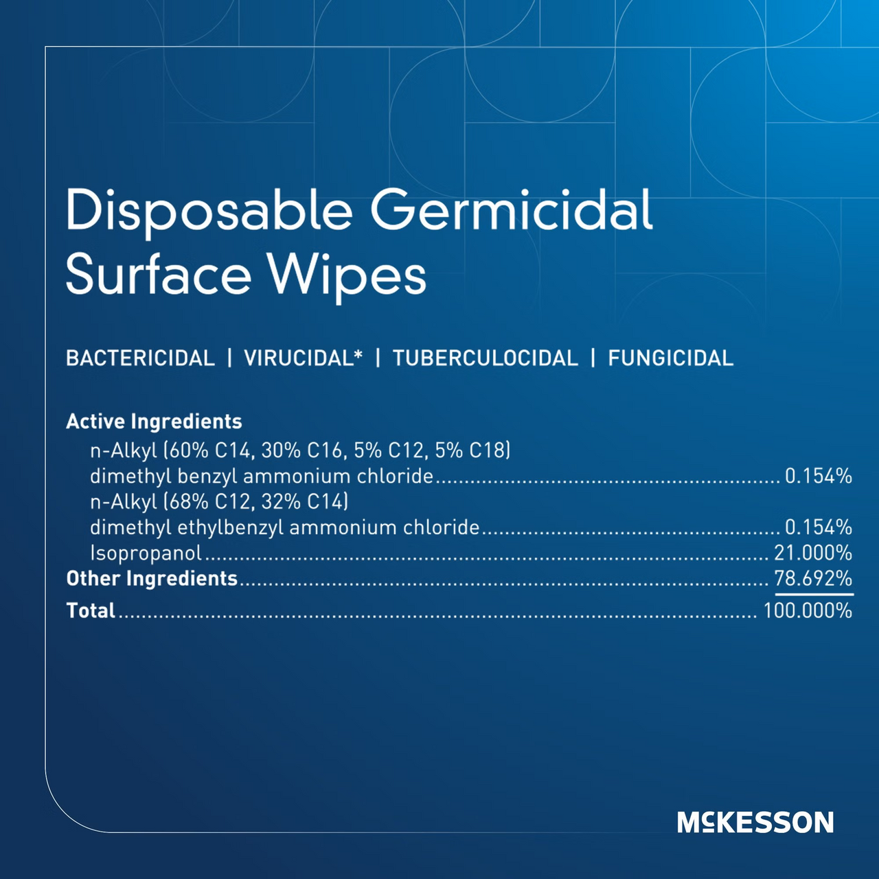 McKesson Premoistened Germicidal Wipe, Soft Pack of 80