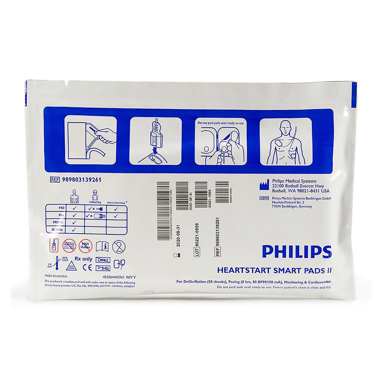 Philips HeartStart FRx Smart II Defibrillator Pads, Child/Adult