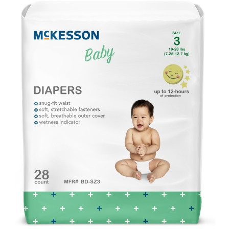 Diaper, Baby Sz3 16-28 Lbs (28/bg 4bg/cs) Bg - 1