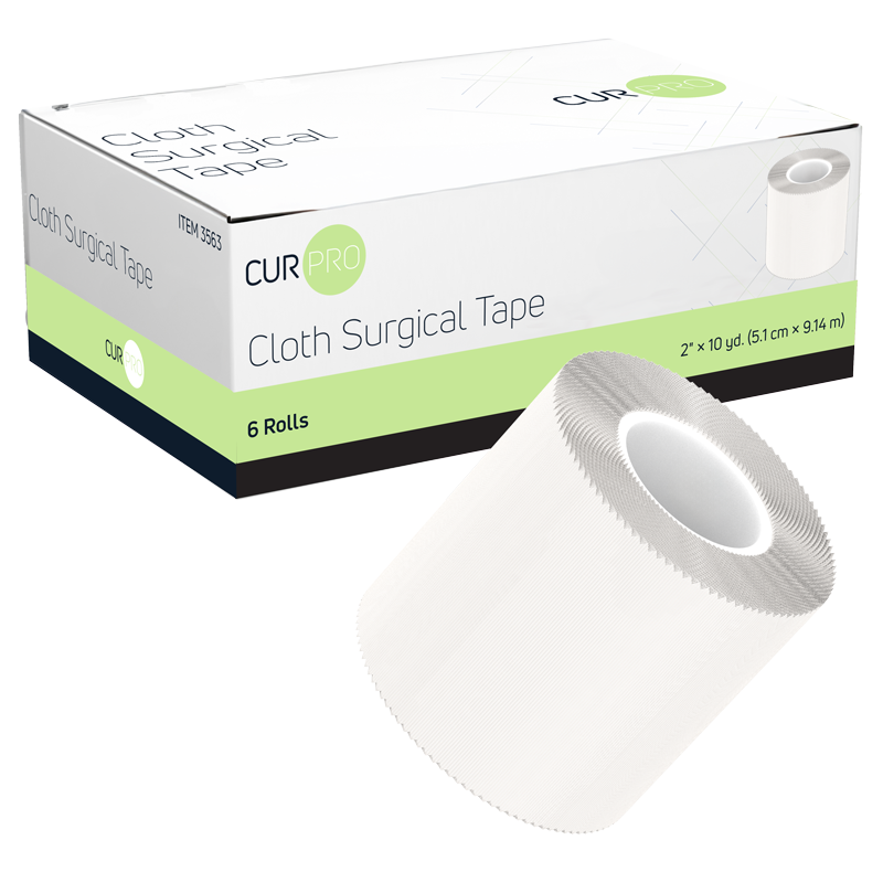 Cloth Surgical Tape 2" x 10 yds Latex Free, Box of 6 Rolls