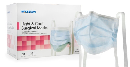 Mask, Face Surg Light Pltd W/ties Lf Blu (50/bx 6c Bx - 50