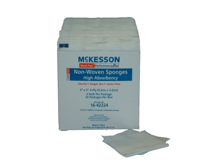 Sponge, N/wovn Hi-absrb 2"x2" 4ply Str (2/pk 50pk/ Bx - 50