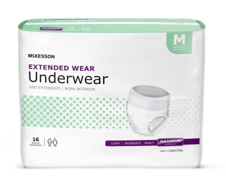 Underwear, Extend Wear Cloth Back Med 32-44 (16ea/bg 4bg/cs) Bg - 16