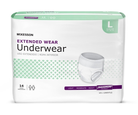 Underwear, Extend Wear Cloth Back Lg 44-58 (14ea/bg 4bg/cs) Bg - 14