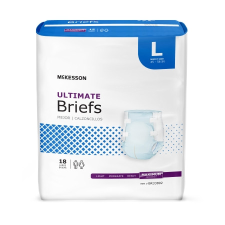 Brief, Incont Ultimate Cloth Back Lg 44-58 (18ea/bg 4bg/cs) Bg - 18