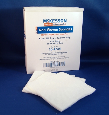 Sponge, N/wovn 4ply 4"x4" Str 2's (25pk/bx) Bx - 25