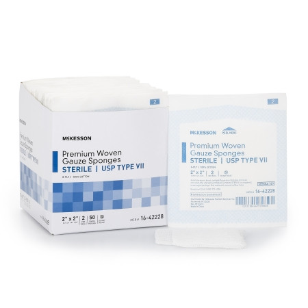 Sponge, Gze Type-vii 2"x2" 8ply Str Lf (2/pk 50pk/bx) Bx - 50