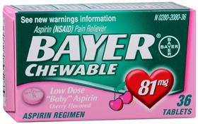 Bayer Aspirin Chld Chew, Tab Cherry (36/bt) Bt - 1