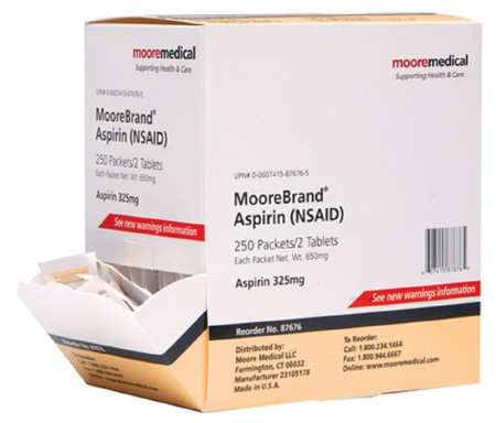 Aspirin, Tab 325mg 250x2 (250ex/cs) Bx - 250