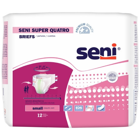 Brief, Incont Seni Super Quatro Sm 22"-31" (12/pk 4pk/cs) Pk - 12