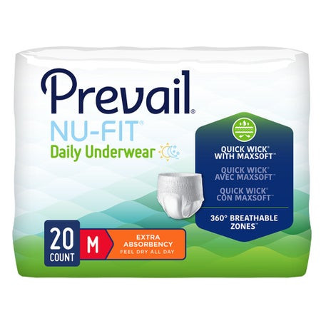 Underwear, Prevail Nu-fit Med 34"-46" (20/pk 4pk/cs) Pk - 20