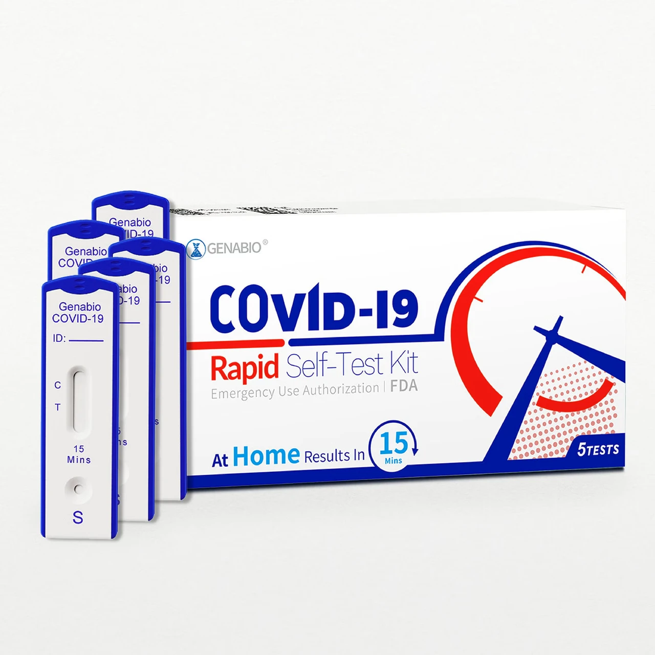 Respiratory Test Kit Genabio® COVID-19 Rapid Self-Test 5 Tests per Kit, Case of 54