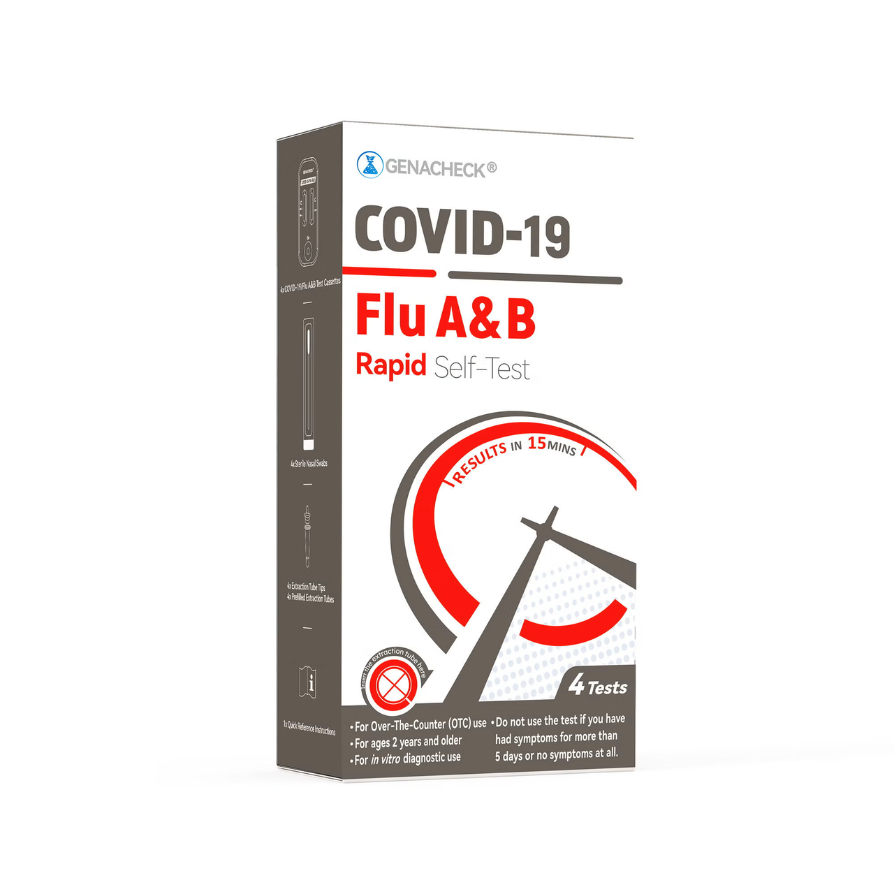 Respiratory Test Kit GenaCheck® COVID-19 / Flu A+B 4 Tests