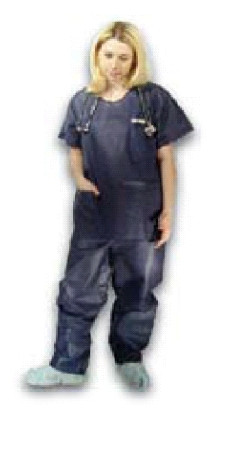 Shirt, Scrub Disp Dk Blu Med (10/bg 5bg/cs) Bg - 10