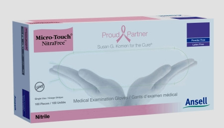 Glove, Exam Microtch Nitrl Lf Pf Pnk Med (100/bx) Bx - 1