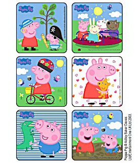 Sticker, Peppa Pig 6designs 2 1/2" (90/rl) Rl - 90