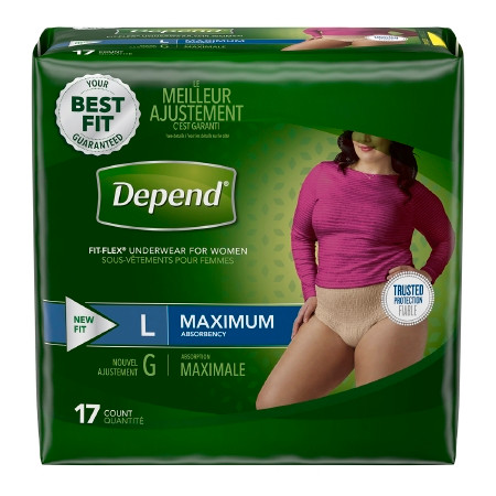 Underwear, Depend Max Absrb Wmn Lg (17/pk 2pk/cs) Pk - 17