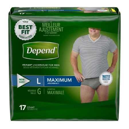 Underwear, Depend Max Absrb Men Lg (17/pk 2pk/cs) Pk - 17