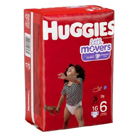 Diaper, Huggies Little Movers Jumbo Sz6 (16/pk 4pk/cs) Pk - 16