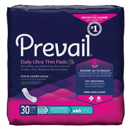 Pad, Liner Prevail Bladder Control Light (30/bg 3bg/cs) Bg - 30