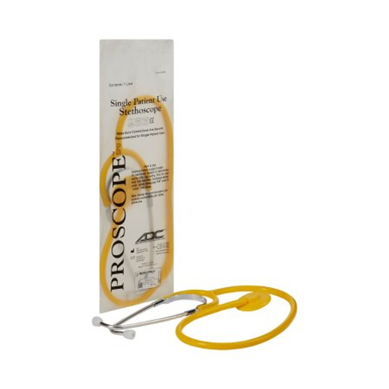 ADC Disposable Proscope Stethoscope, Yellow, 1 Tube, 22 inch, Single Head Chestpiece, Box of 10