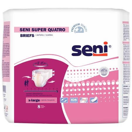 Brief, Incont Seni Super Quatro Xlg 55"-67" (8/pk 4pk/cs) Pk - 8