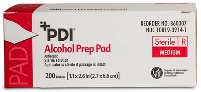 Pad, Alcohol Prep Str Med (200/bx) Bx - 200