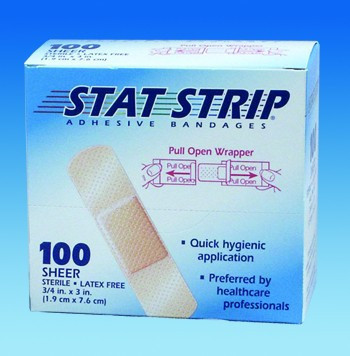 Bandage, Adhsv Sheer Stat-strip 1"x3" (100/bx) Dersci Bx - 100