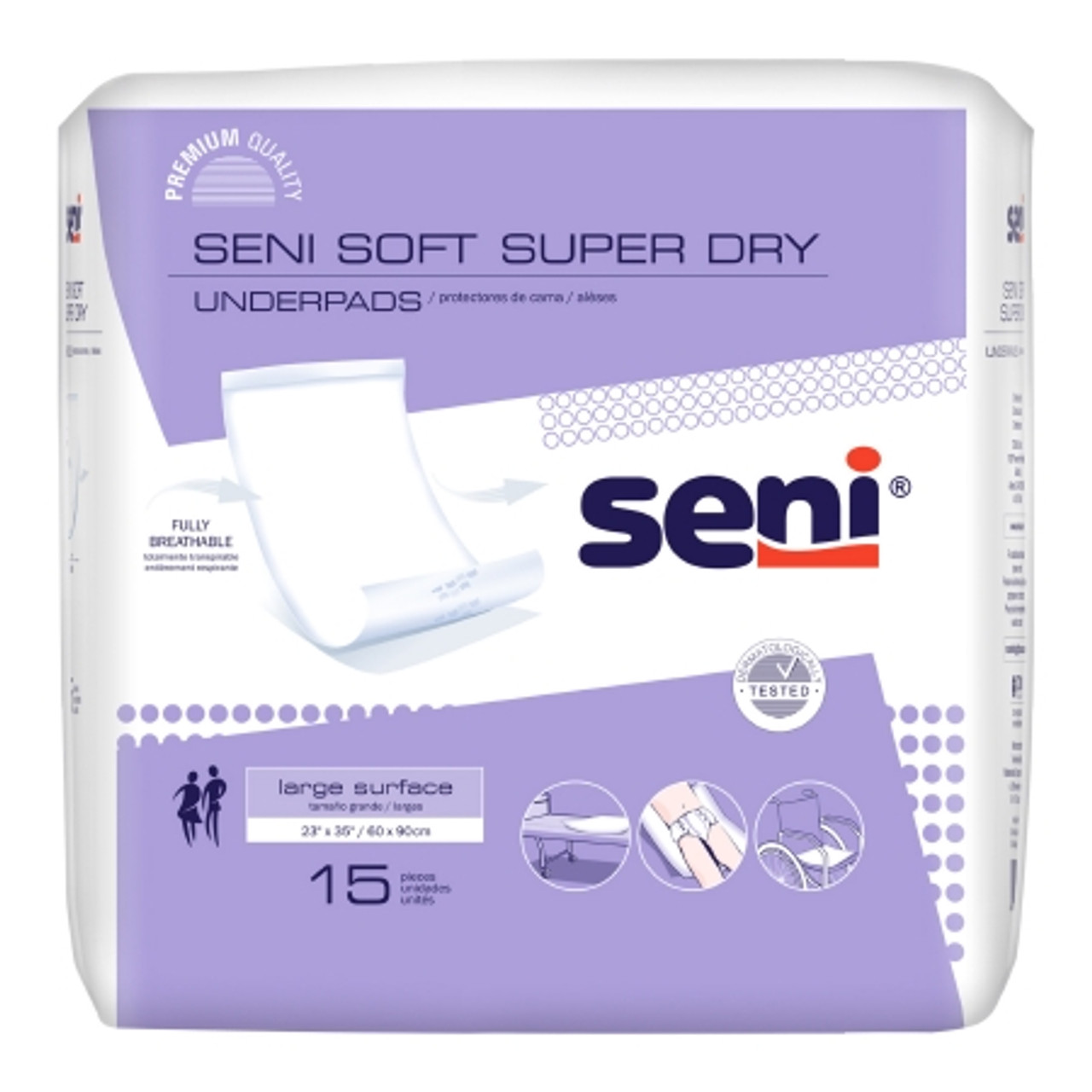 Underpad, Seni Soft Super Dry 23"x35" (15/pk 4pk/cs) Pk - 15