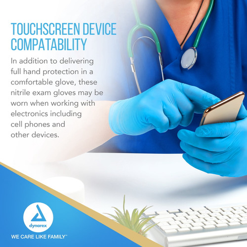 Dynarex Safe-Touch Nitrile Exam Gloves - Free Shipping