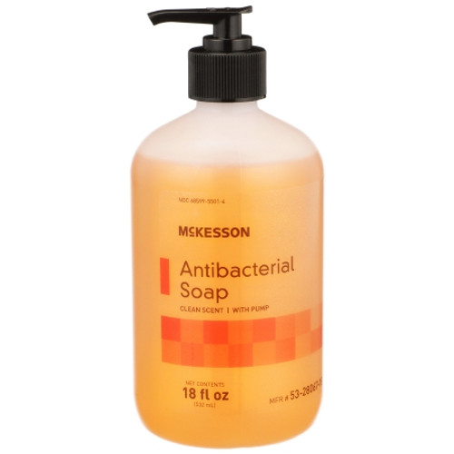 McKesson Antibacterial Soap Liquid 18 oz. Pump Bottle Clean Scent McKesson Antibacterial Soap Liquid 18 oz. Pump Bottle Clean Scent