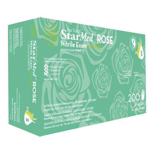 StarMed® Rose Nitrile Exam Gloves — Rose (200/Box)