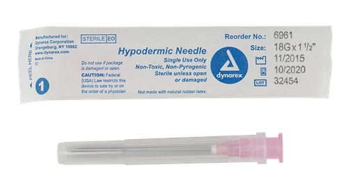 Dynarex Hypodermic Needle, Non-Toxic, Thin Wall, Box of 100