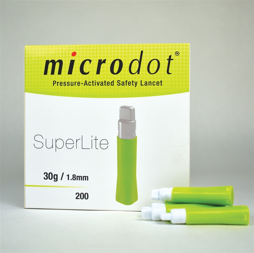 Microdot  30g Safety Lancet, Green, Box of 200