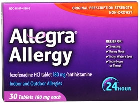 Allegra 24hr, Tab 180mg Adlt (30/bt) Bx - 1