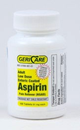 Aspirin, Tab Enteric Low Dose 81mg (100/bt 12bt/cs) Bt - 1