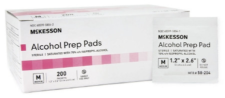 Pad, Alcohol Prep Str Med (200/bx) Bx - 200