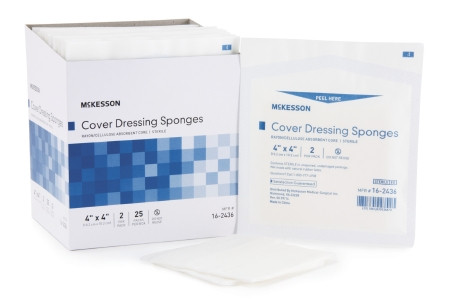 Sponge, Cvr Drsng 4"x4" Str Lf(2/pk 25pk/bx 24bx/ Bx - 25