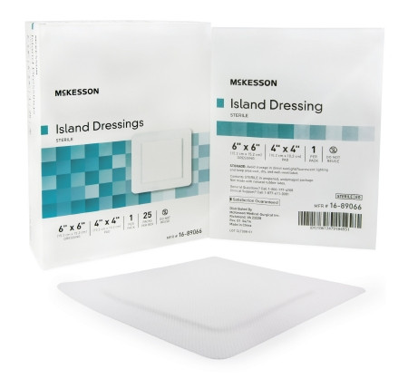 Dressing, 4x4 Island Pad 6x6  Ovr Brdr 25/bx 4bx/c Bx - 25