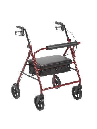 Walker, Rollator Hvy Duty Folding Steel W/8" Whls Red 400lb Ea - 1
