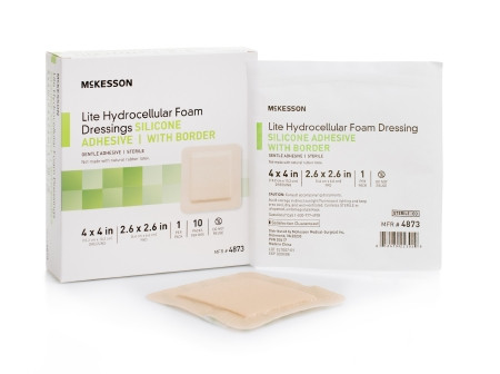 Foam, Adh Sil Lt W/border 4"x4" (10/bx 20bx/cs) Bx - 10