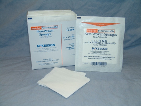 Sponge, N/wovn 4"x4" 6ply Str (2/pk 25pk/bx) Bx - 25