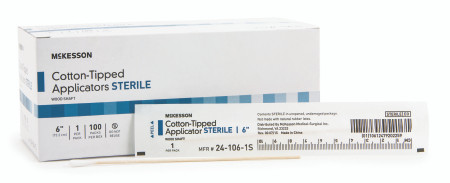 Applicator, Cotton Tipped Str 6" (1pk 100pk/bx 10bx/cs) Bx - 100