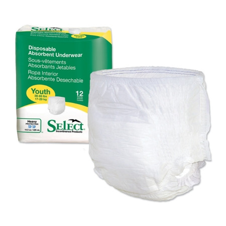 Brief, Incont Select Absorb Disp Yth (12/bg 8bg/cs) Bg - 12