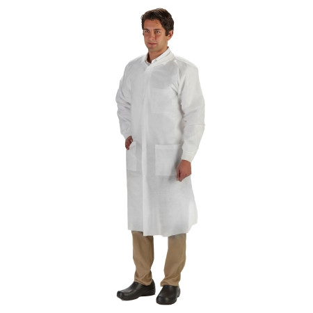 Coat, Lab Labmates 3pckt Knit Collar Cuffs Wht Med (10/bg) Bg - 10