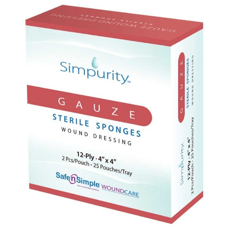 Gauze, Str Sponge 12 Ply 4"x4"(25pk/bx 16bx/cs) Bx - 25